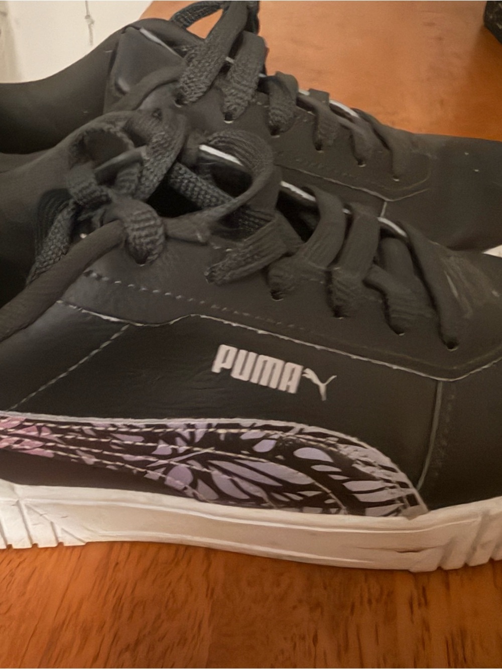 Puma Black Sneakers with White and Purple Graphic Detail
